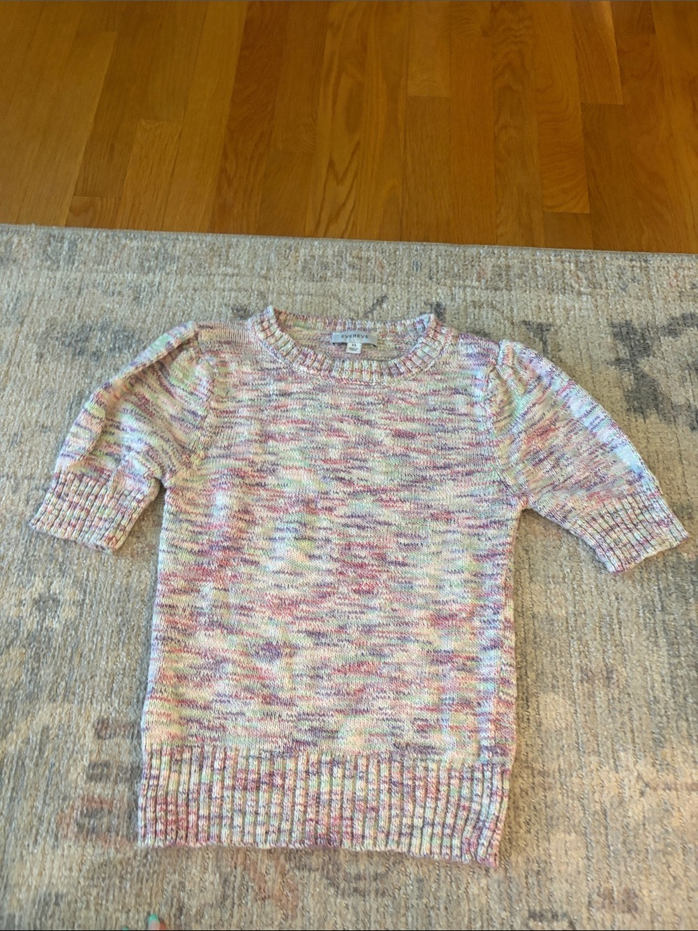 Evereve Pastel Multicolor Short-Sleeve Knit Top